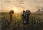 Jules Breton  - Bilder Gemälde - The End of the Working Day