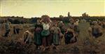 Jules Breton  - Bilder Gemälde - The Recall of the Gleaners