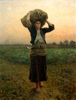 Jules Breton  - Bilder Gemälde - The Shepherd's Star
