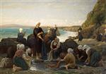 Jules Breton  - Bilder Gemälde - The Washerwomen of the Breton Coast