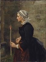 Jules Breton  - Bilder Gemälde - Woman with a Taper