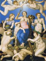 Angelo Bronzino - Bilder Gemälde - Allegory of Happiness