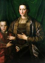 Angelo Bronzino  - Bilder Gemälde - Eleonora di Toledo, Duchess of Florence, with her son Francesco