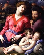 Angelo Bronzino  - Bilder Gemälde - The Holy Family with the Infant Saint John