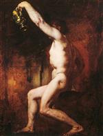 William Etty  - Bilder Gemälde - Male Nude Figure Holding a Jug