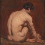 William Etty  - Bilder Gemälde - Male Nude, Kneeling, from the Back