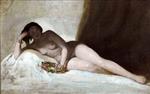 William Etty  - Bilder Gemälde - Reclining Figure with a Chaplet of Flowers