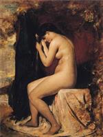 William Etty  - Bilder Gemälde - Seated Female Nude