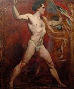 William Etty  - Bilder Gemälde - Standing Male Nude