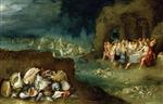 Frans Francken  - Bilder Gemälde - Still life of shells with the Feast of the Gods