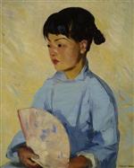Robert Henri  - Bilder Gemälde - Chinese Girl with Fan