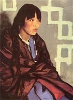Robert Henri  - Bilder Gemälde - Indian Girl of San Ildefonso
