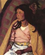 Robert Henri  - Bilder Gemälde - Indian Girl of Santa Clara (Gregorita)