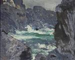 Robert Henri  - Bilder Gemälde - Rocks and Sea - Monhegan Island