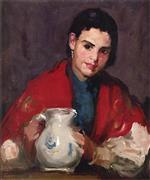 Robert Henri  - Bilder Gemälde - Segovia Girl Holding Pitcher