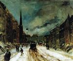 Robert Henri  - Bilder Gemälde - Street Scene with Snow