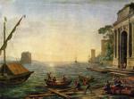 Claude Lorrain  - Peintures - Port maritime au lever du soleil