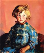 Robert Henri  - Bilder Gemälde - The Blue Plaid Dress (Annie)