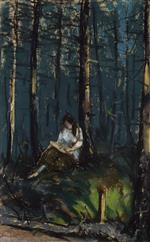 Robert Henri  - Bilder Gemälde - The Reader in the Forest