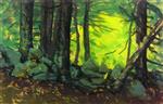 Robert Henri  - Bilder Gemälde - The Stone Wall with Woods