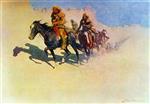 Frederic Remington  - Bilder Gemälde - Jedediah Smith making his way across the desert