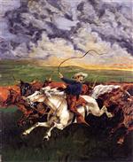 Frederic Remington  - Bilder Gemälde - Prairie Fire