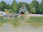 Frederic Remington  - Bilder Gemälde - Remington's Boathouse at Ingleneuk