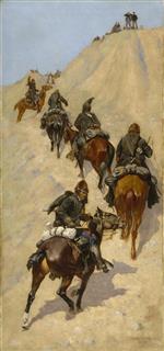 Frederic Remington  - Bilder Gemälde - Scouts Climbing a Mountain