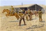 Frederic Remington  - Bilder Gemälde - The Coming and Going of the Pony Express