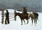 Frederic Remington  - Bilder Gemälde - The Fall of the Cowboy