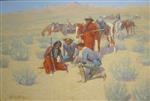 Frederic Remington  - Bilder Gemälde - The Map in the Sand