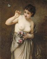 Guillaume Seignac  - Bilder Gemälde - Young Girl with a Butterfly