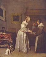 Gerhard ter Borch - Peintures - Dame qui se lave les mains