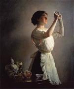 Joseph DeCamp - Bilder Gemälde - The Blue Cup