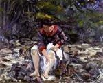 Lovis Corinth  - Bilder Gemälde - Girl in the Brook (Charlotte Corinth)