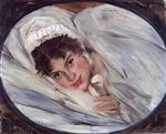 Lovis Corinth  - Bilder Gemälde - Girl's Head on a Pillow