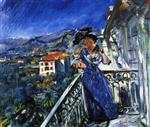 Lovis Corinth  - Bilder Gemälde - On the Balcony in Bordighera