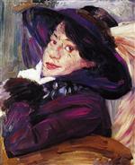Lovis Corinth  - Bilder Gemälde - Portrait of a Woman in a Purple Hat