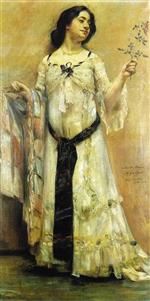 Lovis Corinth  - Bilder Gemälde - Portrait of Charlotte Berend in a White Dres