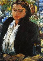 Lovis Corinth  - Bilder Gemälde - Portrait of Charlotte Berend-Corinth in a Green Velvet Jacket