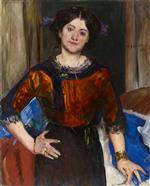 Lovis Corinth  - Bilder Gemälde - Portrait of Charlotte Corinth in Brown Blouse