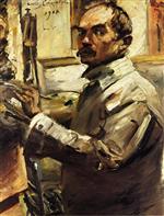 Lovis Corinth  - Bilder Gemälde - Self Portrait in a White Smock