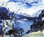 Lovis Corinth  - Bilder Gemälde - The Walchensee with Mountain Range and Shore