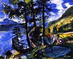 Lovis Corinth  - Bilder Gemälde - Walchensee with Fountain