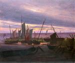 Caspar David Friedrich - Bilder Gemälde - Boats in the Harbour at Evening
