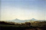 Caspar David Friedrich - Bilder Gemälde - Bohemian Landscape with Mount Milleschauer