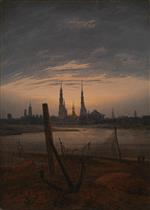 Caspar David Friedrich - Bilder Gemälde - City at Moonrise