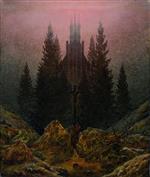 Caspar David Friedrich - Bilder Gemälde - Cross and Cathedral in the Mountains