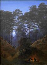 Caspar David Friedrich - paintings - Forest Interior in the Moonlight