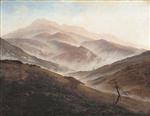 Caspar David Friedrich - Bilder Gemälde - Giant Mountains Landscape with Rising Fog